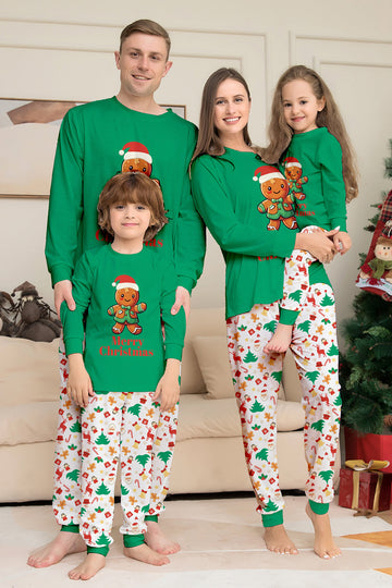 Pijama A Juego De La Familia De Navidad Verde Conjunto De Pijama Con Estampado De Papá Noel